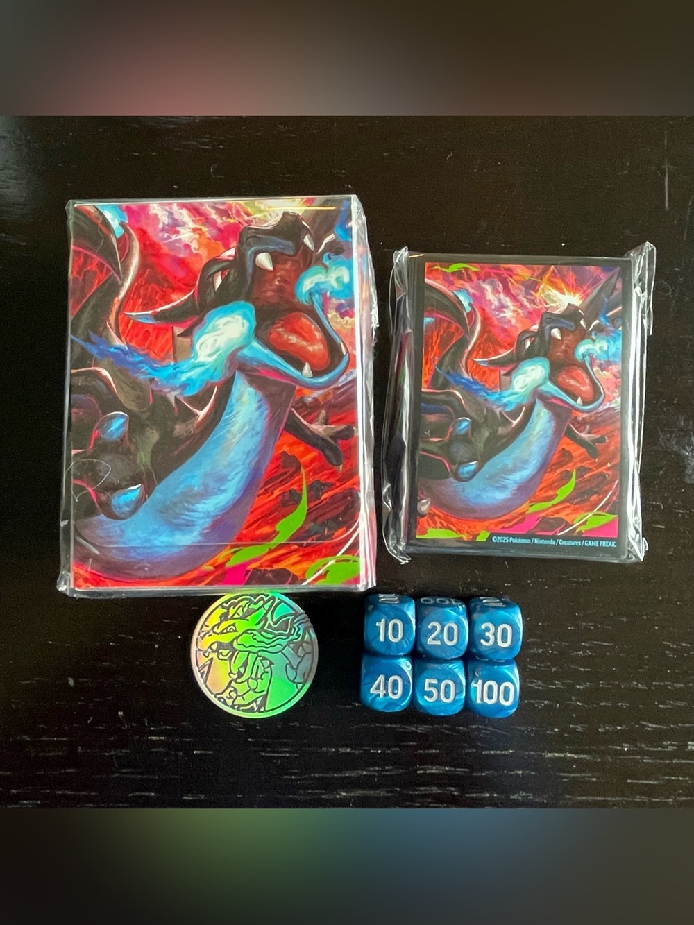 Pokemon TCG Phantasmal Flames UPC Deck Box, Dice, Coin, And Card Sleeves Bundle